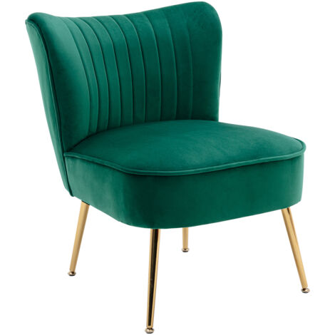 Relaxsessel für Wohnzimmer aus Samt moderner Ohrensessel mit goldenen Metallbeine Grün Wahson
