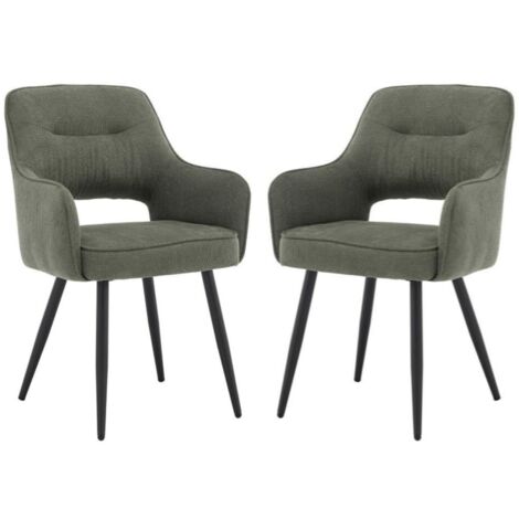 Esszimmerstühle 2er Set Küchenstühle mit Metallbeinen Moderner Polsterstuhl mit Armlehnen für Esszimmer/Wohnzimmer, Chenille, Grün (1/5)