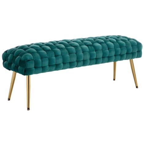 Sitzbank für Schlafzimmer aus Samt mit vergoldeten Metallbeinen 120cm Grün Wahson