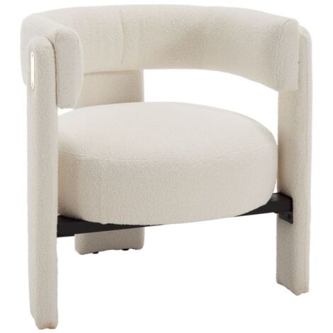Wahson Relaxsessel Wohnzimmer Kunstfell Armlehnestuhl Sessel, Schlafzimmer Moderner Polsterstuhl Cocktailsessel mit Rückenlehne, Weiß