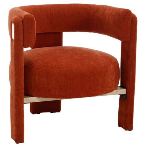 Relaxsessel für Wohnzimmer aus Leinen mit Holzfuß Orange Wahson