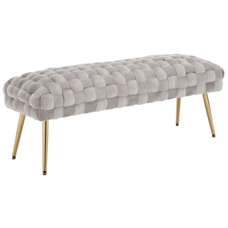Sitzbank für Schlafzimmer aus Samt mit vergoldeten Metallbeinen 120cm Grau Wahson