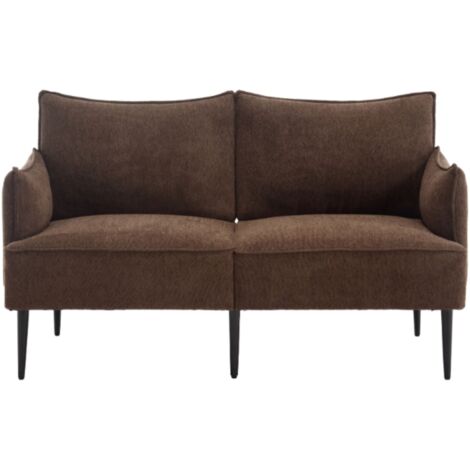 Ecksofa 2 Sitzer für Wohnzimmer aus PU Kunstleder mit Schlaffunktion 135 x 70 cm Kaffee Wahson