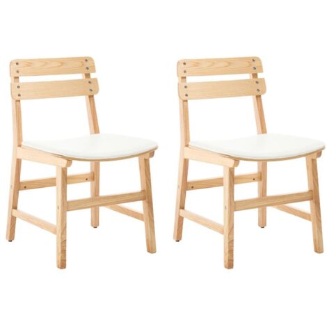 Wahson Esszimmerstühle 2er Set, Küchenstuhl Holz Wohnzimmerstuhl mit PU Lederpolster ergonomisches Polsterstuhl für Küche Esszimmer, Beige