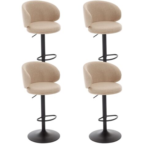 Barhocker für Küche aus Leinen drehbar mit Lehne Khaki 4er Set Wahson