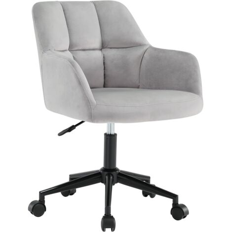 Bürostuhl aus Samt 360°drehbar für Büro oder Wohnzimmer Polsterstuhl mit Rollen Grau Wahson