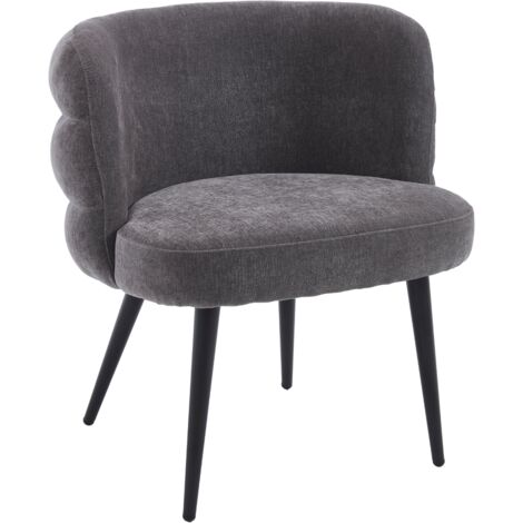 Moderner Akzentstuhl gepolsterter Freizeitsessel mit Metallbeinen, bequemer Chenille-Loungesessel für Wohnzimmer/Schlafzimmer, grau, Wahson
