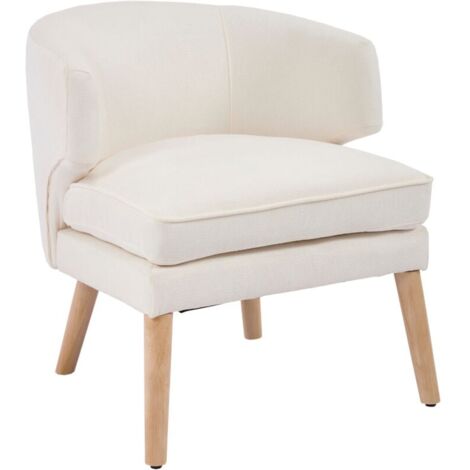 Wahson Sessel Chenille Einzelsofa mit Holzbeinen, Akzentstuhl Schlafzimmer Loungesessel mit Doppelkissen, Gepolstert Relaxsessel Clubsessel für Wohnzimmer, Beige
