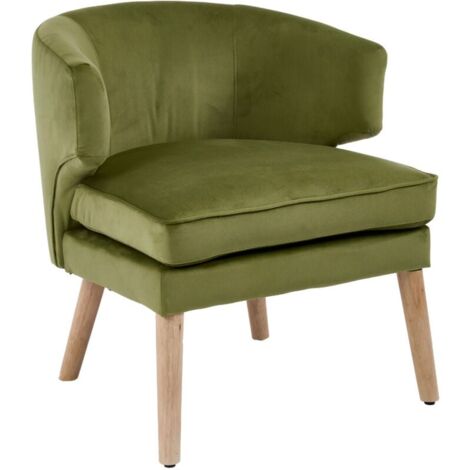 Wahson Sessel Samt Einzelsofa mit Holzbeinen, Akzentstuhl Schlafzimmer Loungesessel mit Doppelkissen, Gepolstert Relaxsessel Clubsessel für Wohnzimmer, Grün