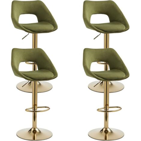 Wahson Barhocker 4er Set, Barstuhl Hochstuhl Höhenverstellbar mit Rückenlehne und Fußstütze aus Samt, Küchenhocker Moderner Bar Stool für Esszimmer, Grün