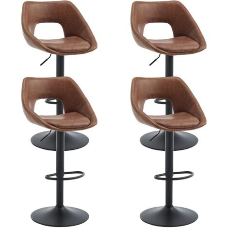 Wahson Barhocker 4er Set, Barstuhl Hochstuhl Höhenverstellbar mit Fußstütze aus PU Kunstleder, Küchenhocker Moderner Bar Stool für Esszimmer, Braun