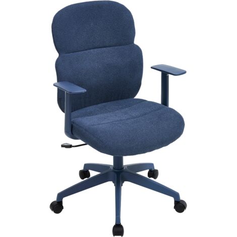 Wahson Bürostuhl Ergonomisch Schreibtischstuhl aus Chenille, Höhenverstellbar 360° Drehstuhl mit Armlehne Arbeitsstuhl Computerstuhl mit Rollen für Arbeitszimmer, Blau