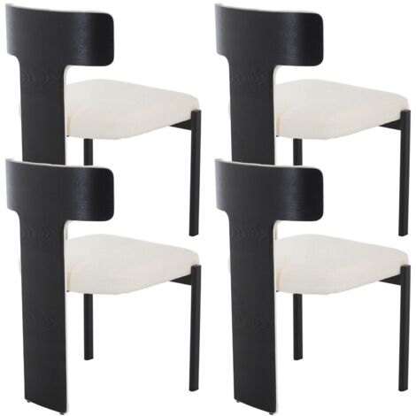 Wahson 4er Set Esszimmerstühle aus Chenille, Moderner Küchenstühle mit Geschwungene Holzrückenlehne für Esszimmer/Wohnzimmer, Weiß