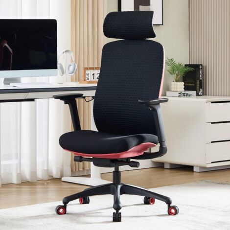 Wahson Bürostuhl, Schreibtischstuhl mit Verstellbarer Sitztiefe, Computerstuhl mit höhenverstellbarer Rückenlehne, 3D-Kopfstütze, Schwarz