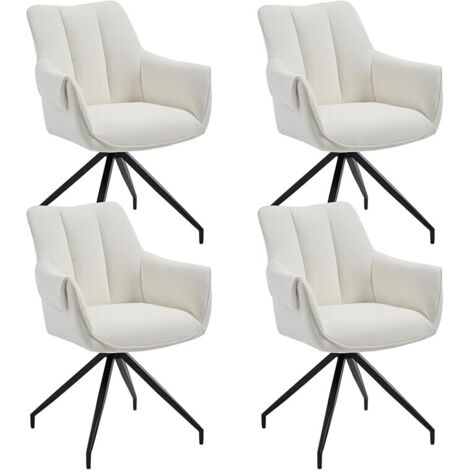Wahson Esszimmerstühle 4er Set, 360° Drehbar Küchenstühle aus Chenille, Polsterstuhl mit Armlehne für Küche Wohnzimmer, Beige