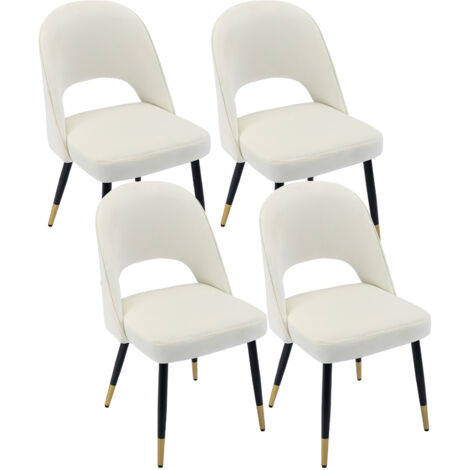 Wahson Esszimmerstühle 4er Set, Samt Küchenstühle mit Metallbeinen, Polsterstuhl mit Hohler Rücken, Beige