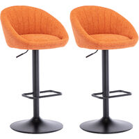 Barhocker mit Lehne drehbar für Küche aus Handtuchstoff höhenverstellbar Orange 2er Set Wahson