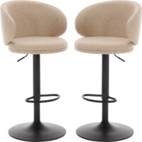 Barhocker für Küche aus Leinen drehbar mit Lehne Khaki 2er Set Wahson