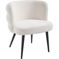 Moderner Akzentstuhl gepolsterter Freizeitsessel mit Metallbeinen, bequemer Chenille-Loungesessel für Wohnzimmer/Schlafzimmer, beige, Wahson