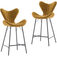 Barstuhl 2er Set Chenille Barhocker mit Lehne Küchenhocker für Kücheninsel Moderne Tresenhocker für Küche Esszimmer Gelb, Wahson