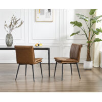 Wahson Esszimmerstühle 2er Set, Moderne Esszimmerstühle aus Kunstleder, Bequeme Polstersessel für Esszimmer und Wohnzimmer, Braun