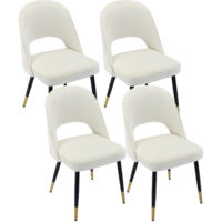 Wahson Esszimmerstühle 4er Set, Samt Küchenstühle mit Metallbeinen, Polsterstuhl mit Hohler Rücken, Beige