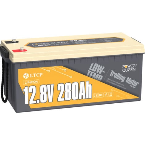 Batterie Lithium 12V280Ah 3584Wh LiFePO4 Power Queen, protection basse température, BMS 200A, 4000-15000 Cycles, Pour Camping Car,Caravane, solaire,Hors réseau,stockage de l'énergie domestique,Bateau