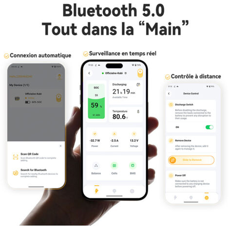 Batterie lithium 12V100Ah 1280Wh LiFePO4 Groupe24 Power Queen,Bluetooth, protection à les basses températures pour bateau,moteur hors-bord électrique, camping car,caravanes, solaire,hors réseau