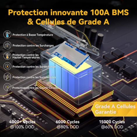 [JAMAIS UTILISÉ]Power Queen 12V 100Ah batterie lithium LiFePO4 basse température avec coupure cryogénique intégrée, BMS 100A, idéale pour faire glisser le moteur, RV, solaire, hors réseau.