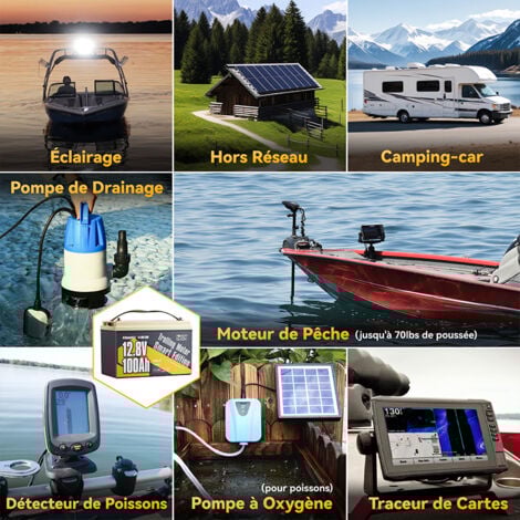 Batterie lithium 12V100Ah 1280Wh LiFePO4 Groupe31 Power Queen,Bluetooth, protection à basse température, pour bateau,moteur hors-bord électrique, camping car,caravanes, solaire,hors réseau