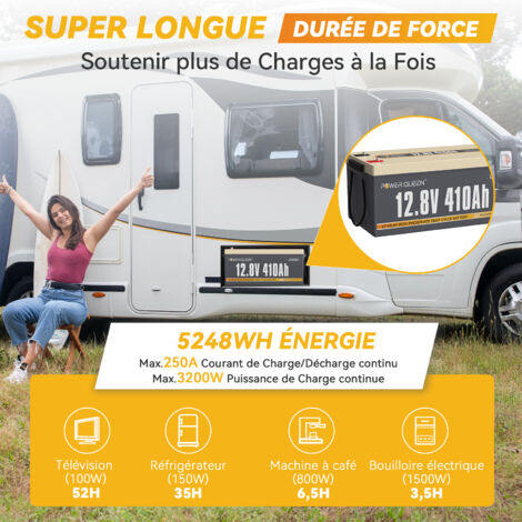 [JAMAIS UTILISÉ]Batterie lithium 12V410Ah 5248Wh Rechargeable LiFePO4 Power Queen, BMS 250A, 4000-15000 Cycles, pour solaire, Hors réseau, stockage de l'énergie domestique, Camping Car, Caravane