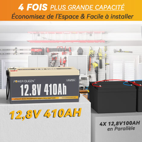 [JAMAIS UTILISÉ]Batterie lithium 12V410Ah 5248Wh Rechargeable LiFePO4 Power Queen, BMS 250A, 4000-15000 Cycles, pour solaire, Hors réseau, stockage de l'énergie domestique, Camping Car, Caravane