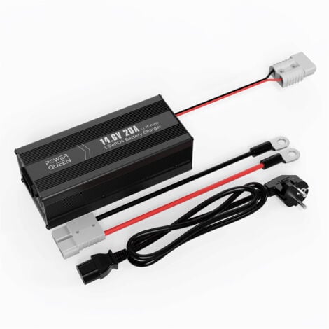 [JAMAIS UTILISÉ]Chargeur de Batterie au Lithium 14,6V 20A POWER QUEEN pour Les Batteries LiFePO4, LED pour Afficher l'Etat de Charge, Chargeur Batterie 12V avec 4 Fonctions de Protection