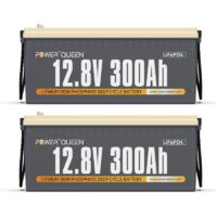Batterie Lithium 12V300Ah 3840Wh Rechargeable LiFePO4 Power Queen, BMS 200A, 4000-15000 Cycles, pour solaire, Hors réseau, stockage de l'énergie domestique, Camping Car, Caravane, Bateau-2 Pièce