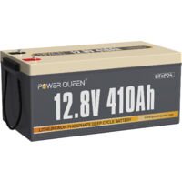 Batterie lithium 12V410Ah 5248Wh Rechargeable LiFePO4 Power Queen, BMS 250A, 4000-15000 Cycles, pour solaire, Hors réseau, stockage de l'énergie domestique, Camping Car, Caravane-1 Pièce