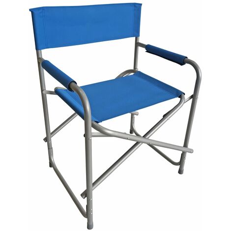 Aktive Sillón plegable Camping antivuelco Azul c/posavasos y bolsillo