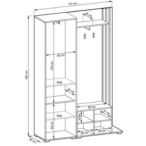 NIKO Flurgarderobe Sonoma Eiche - Mit Spiegel, Schublade & 5 Haken