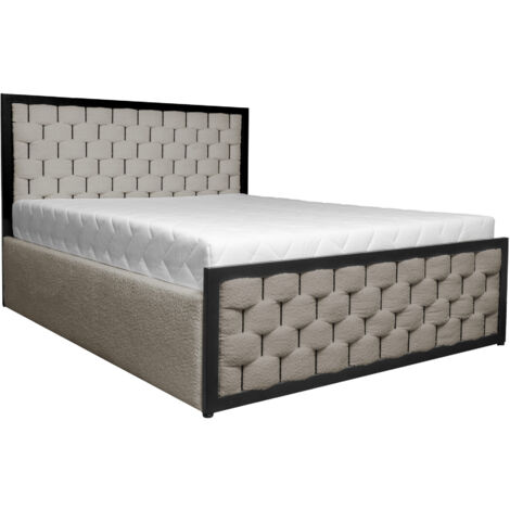 Polsterbett mit Bettkasten und Lattenrost Bezug Boucle GRAMO 140x200 cm Cappuccino Abriamo 2