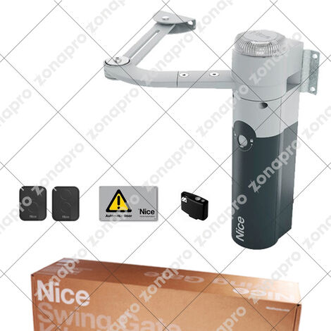 Nice – Kit de motorización para puerta batiente 1,8m – WALKY1024BDKCE – Motor 24V con tecnología bidireccional – Instalación exterior (1/3)