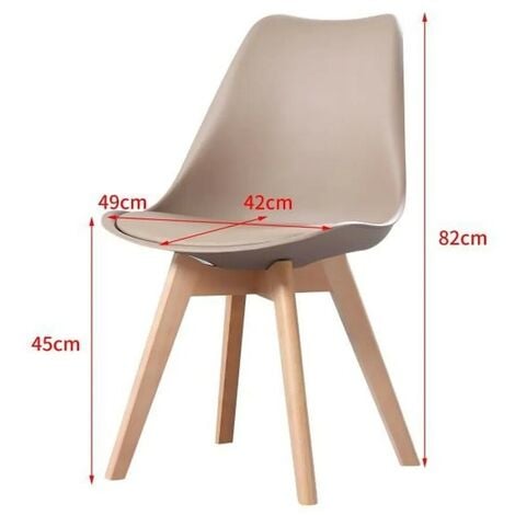 Lot de 6 chaises - Taupe  - Scandinave - Pieds bois