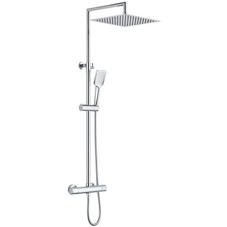 Edouard Rousseau - Colonne de Douche Thermostatique OTAKI Chromé - Douchette Jet Pluie - Bras Télescopique - Flexible Inox 1,50 m (1/3)