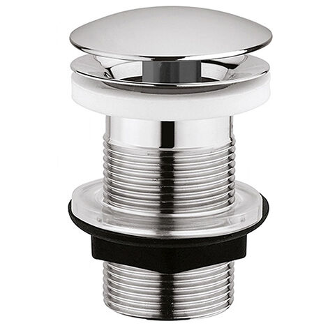 Edouard Rousseau – Bonde de lavabo à écoulement libre – Sans trop plein – Laiton chromé – Diamètre 63mm – Hauteur 74,8mm – Sortie 33x42