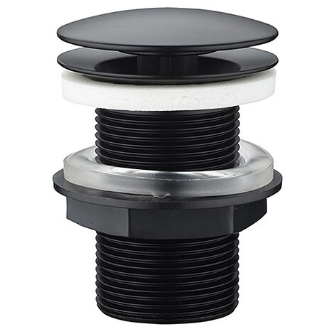Edouard Rousseau – Bonde de lavabo à écoulement libre – Sans trop-plein – Couleur noir – Laiton certifié NF – Hauteur 74.8 mm – Diamètre Ø 63 mm