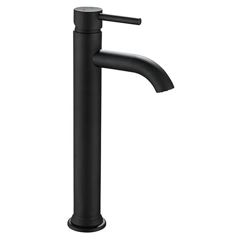 Edouard Rousseau – Mitigeur lavabo ILO SMALL haut – Finition noire – Hauteur 276 mm – Bec fixe – Économie d'eau – Poignée métal – Installation facile