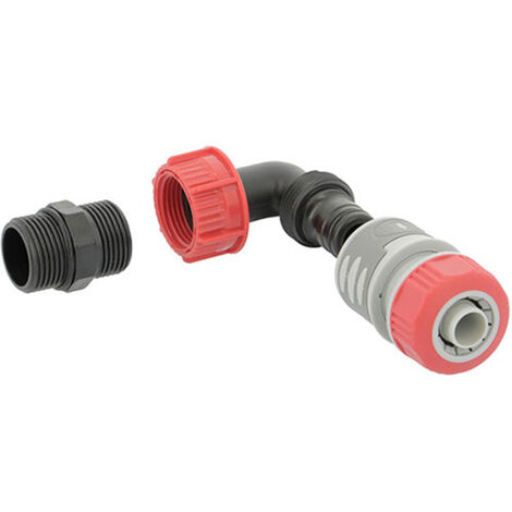 Spido – Raccord rapide gros débit – Raccord coudé FF 26/34 – Mamelon MM 26/34 – Joint d'étanchéité inclus – Compatible tuyau DN 19 (1/3)