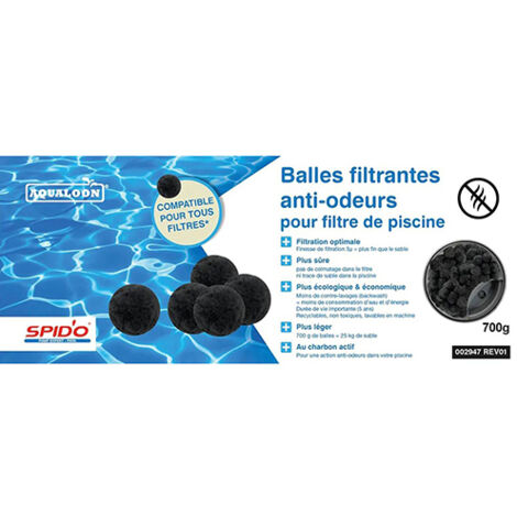 SPIDO - Balles filtrantes black Aqualoon charbon actif 700g