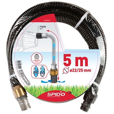 Spido – Kit d'aspiration laiton 5 mètres Ø 22 mm – Compatible pompes de surface – Clapet et crépine inclus – Performance optimale