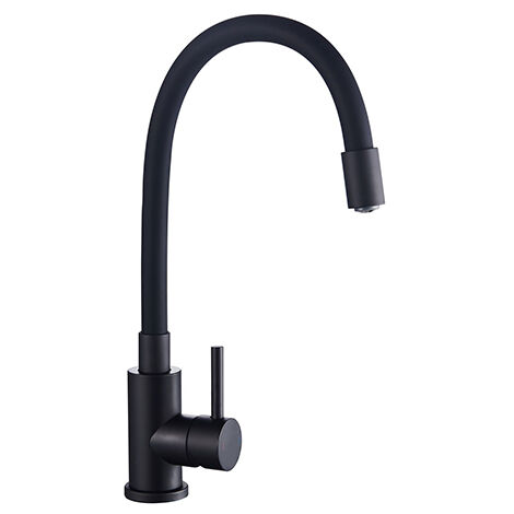 Edouard Rousseau – Mitigeur de cuisine noir à mémoire de forme – Bec mobile articulé – Hauteur sous bec 270 mm – Corps laiton – Installation simple (1/3)