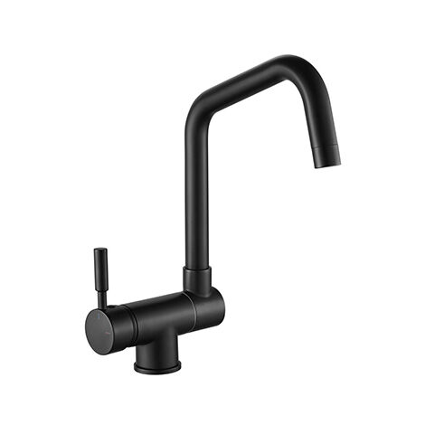 Edouard Rousseau – Mitigeur de lavabo MICA noir – Bec rabattable – Cartouche céramique 35 mm – Économie d'énergie – Hauteur 322 mm – Flexibles inox F3/8 (1/3)