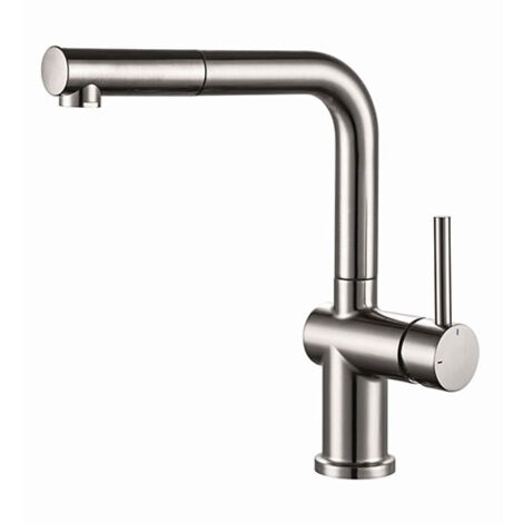 Edouard Rousseau – Mitigeur de cuisine carré avec douchette extractible – Inox – Hauteur sous bec 290 mm – Flexible inox 1,50 m – Économie d'eau (1/2)